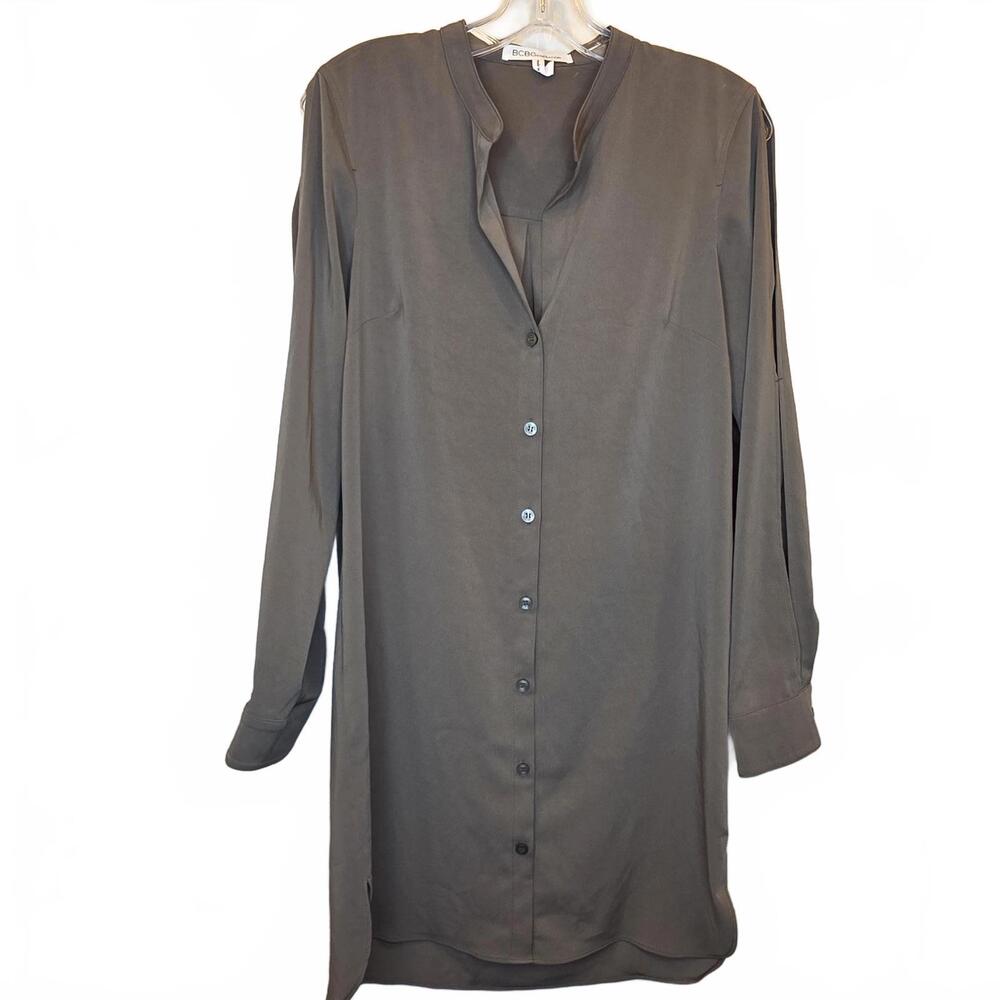 BCBG Generation Stylish Button-Up Olive Stone Colored Dress - Size S